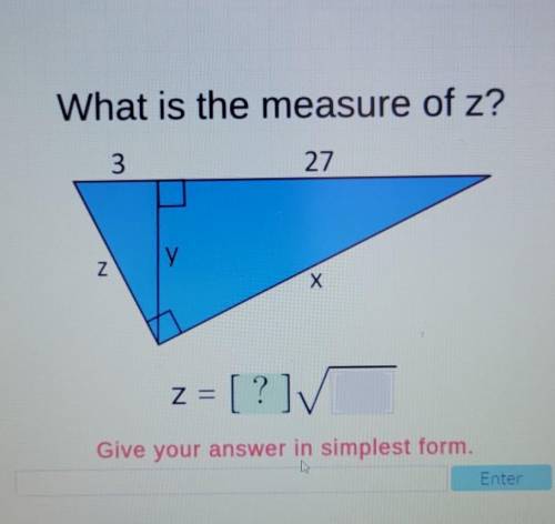 What is the measure of z? z= ✓[?]