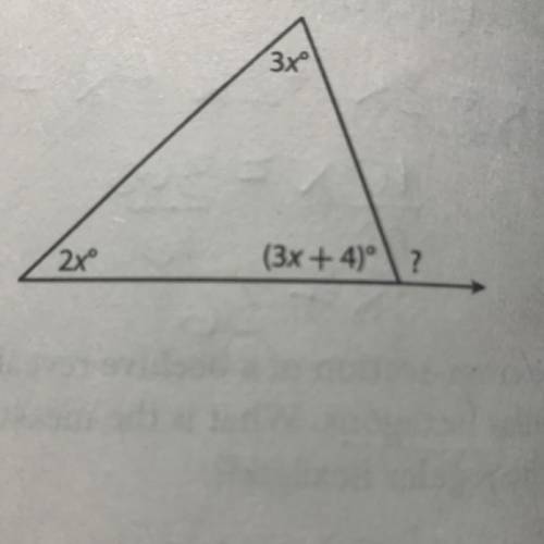 Determine the measure of the indicated
exterior angle in the diagram.