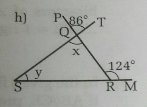Find the unknown sizes of angles in the following figure: