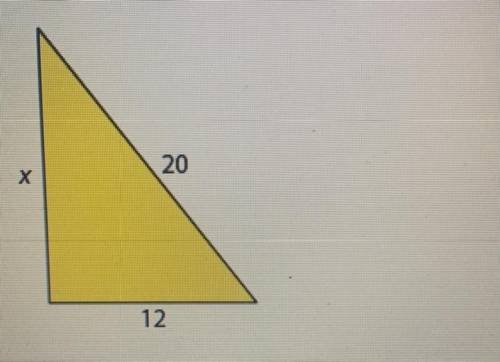 Find the value of x that makes the triangle a right triangle.
A.8
B.16
C.18
D.23