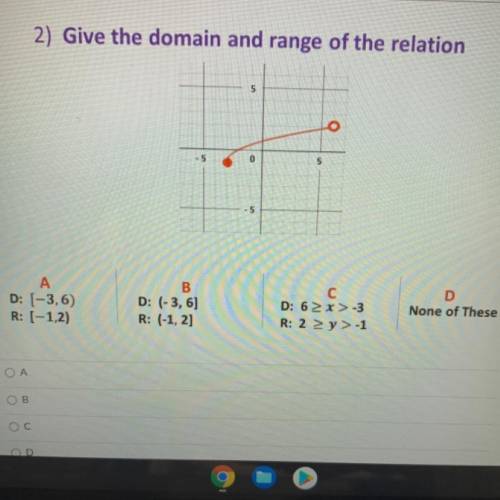 I will give 25 points to who can answer correctly
Give the domain and range of the relation.