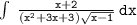 \tt \:\int \:  \frac{ x + 2 }{( {x}^{2}  + 3x + 3) \sqrt{x - 1}}  \: dx \\