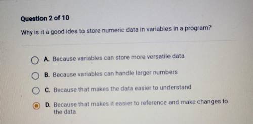 Why is it a good idea to store numeric data in variables in a program?