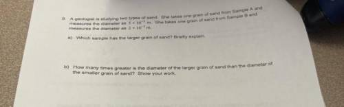 # geologistis studvinalwo typo

of sand. She takes one rain of sand from Sample A ano
measures the