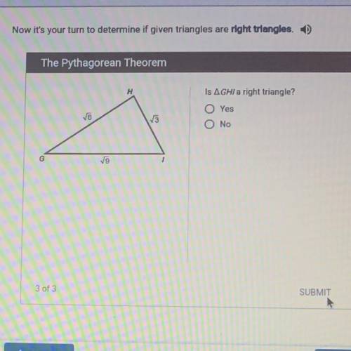 Is ghi a right triangle?
Yes
No
