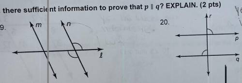 Is there suifficent information to prove that p||q?(Ignore the gray line)