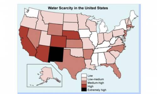 Consider which regions of the United States are facing water scarcity, according to the map. What r