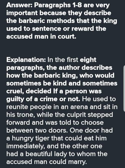 The Lady or The Tiger paragraph 1-8