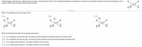 Find the image of the letter for a reflection first across line L and then across line M. Is the re