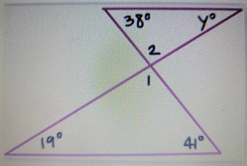 Find the measure of angle y. A) 19B) 22C) 41D) 120