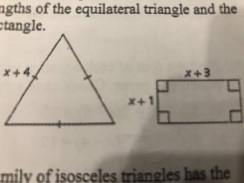 An equilateral triangle and a rectangle have the same perimeter.

How do you find the side lengths