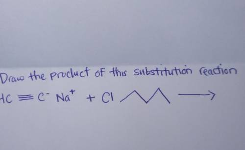 Draw the procluct of this substitution reaction HC = C- Nat & cl + Cl A M