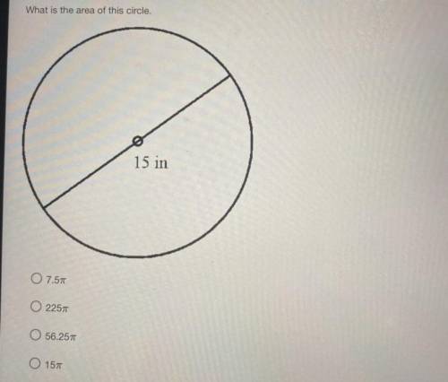 What is the area of this circle.
15 in
??