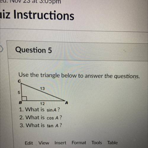 Use the triangle below to answer the questions.