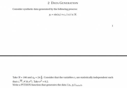 DATA GENERATION
Consider synthetic data generated by the following process:
.....
