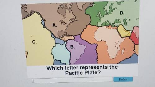 Which letter represents the Pacific Plate?