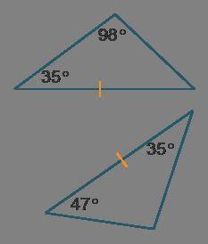 Are the triangles congruent? If so, how do you know? yes, because all the angles of the triangles a