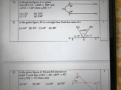 In the given figure ef is a straight line, find the value of x