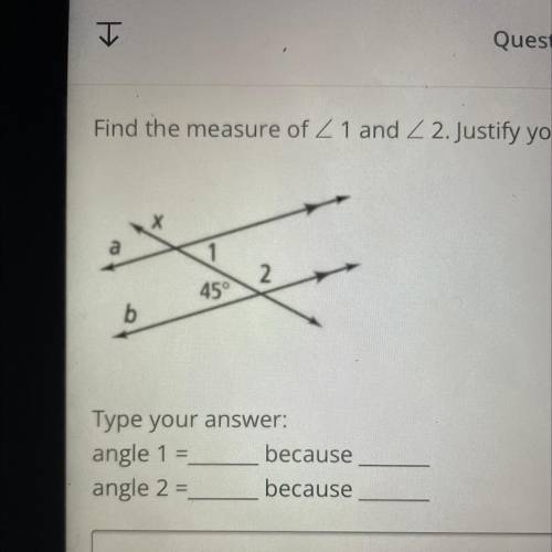 Find the measure of ∠1 and ∠2. justify your answers
