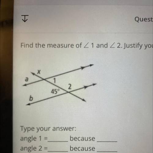 Please help !! find the measure of ∠1 and ∠2. justify your answers
