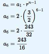Find the 6th term of geometric sequence whose common ratio is 3/2 and whose first term is 2