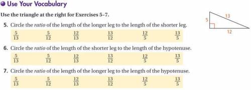 5. Circle the ratio of the length of the longer leg to the length of the shorter leg.

6. Circle t