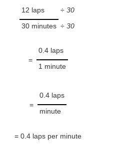 Find the unit rate.
12 laps in 30minutes
