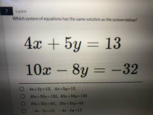 Which systems of equations has the same solution as the system below?