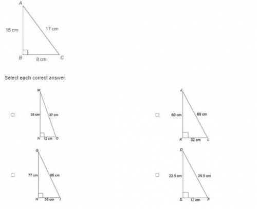 Which triangles could not be similar to triangle ABC ?