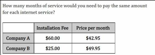 How many months of service would you need to pay the same amount for each internet service?