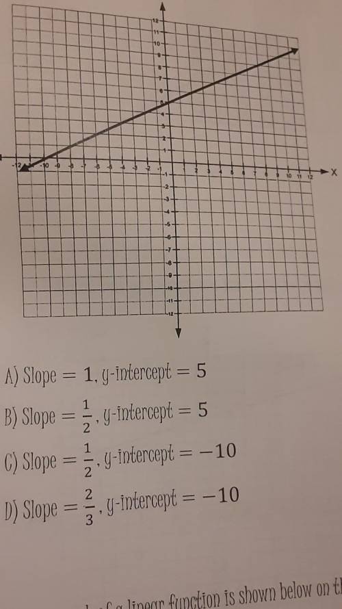 What are the slope and y-intercept on the graph of the linear equation on the grid?