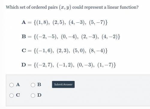 Which set of ordered pairs (x,y)(x,y) could represent a linear function?