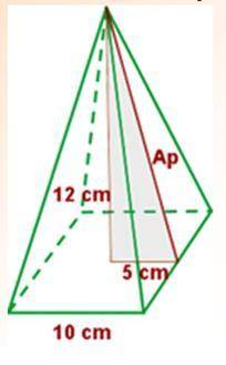Calcula el volumen de la pirámide cuadrangular.

a) 380 cm3
b) 400 cm3
c) 360 cm2
d) 420 cm2