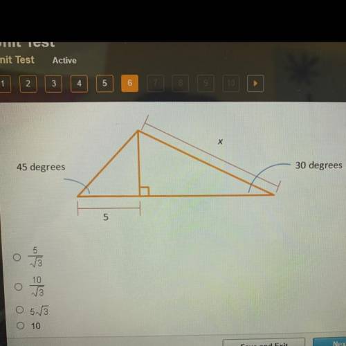 What is the length of x in the diagram below ?