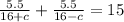 \frac{5.5}{16 + c}  +  \frac{5.5}{16 - c} = 15