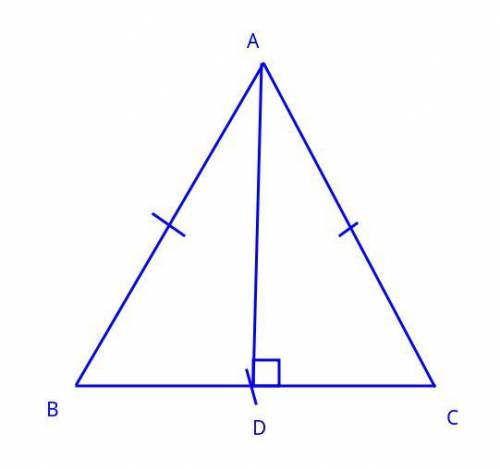 ΔABC is an equilateral triangle with AD perpendicular to BC. Prove that ΔADB ≅ ΔADC.