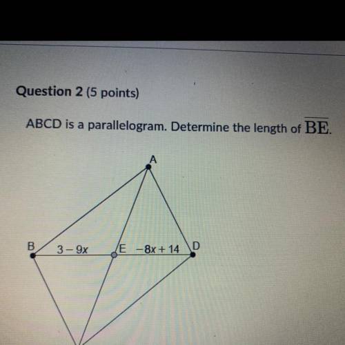 Abcd is a parallelogram determine the length of BE

A)51 units
B)102 units 
C)96 units
D) -11 unit