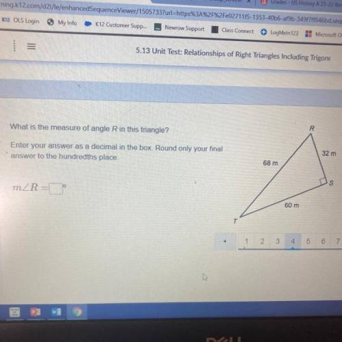 What is the measure of angle R in this angle? Round it to the hundreds place