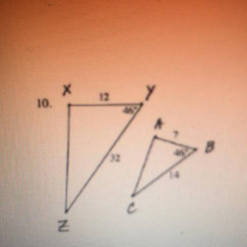 Are these triangles similar?

(you don’t have to but if someone knows how to prove with a flowchar