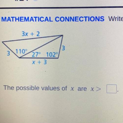 I need to fill in a possible inequality for the possible values of x. (Please respond as soon as po