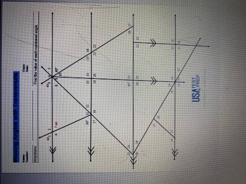 Find the value of each numbered angle