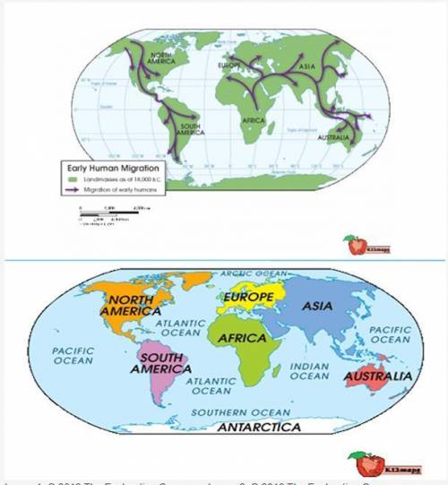 What conclusion can you draw from this map about the migration of humans?

They migrated first to