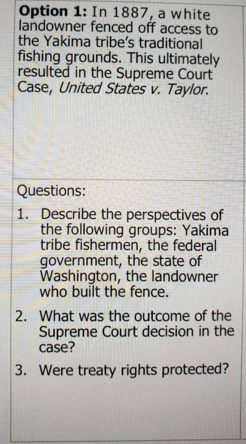 Describe the perspectives of the following groups:yakima tribe fisherman, (WILL MARK BRAINLIEST)