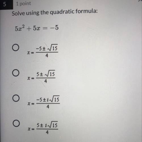 Solve using the quadratic formula: