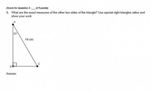 PLEASEE HELP !!! 30 POINTSSS

What are the exact measures of the other two sides of the triangle?