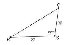 Which of the following equations could be solved to determine the length of ?

A) QR2 = 202 + 272
