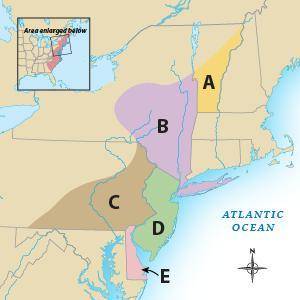 Which letter on the map represents New York?