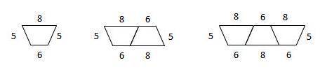 In the diagram below, what is the relationship between the number of trapezoids and the perimeter o
