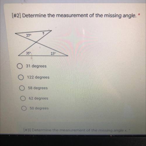 Determine the measurement of the missing angle
