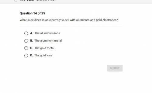 What is oxidized in an electrolytic cell with aluminum and gold electrodes?